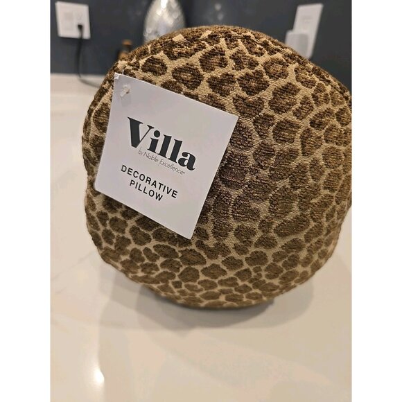 Villa By Noble Excellence Leopard Animal Bolster Pillow Tan New Body Long 36" - Picture 11 of 12